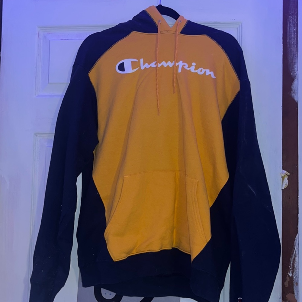 champion yellow and midnight black hoodie